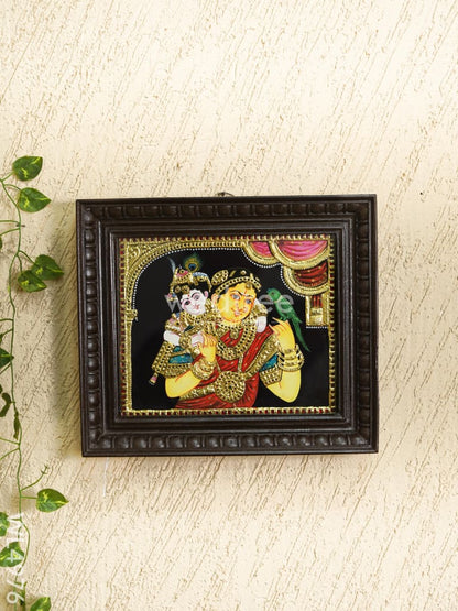 Tanjore Painting - Andal Krishna - Flat (Gold Foil) - 12x10 inch - WL4976