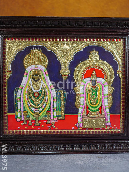 Tanjore Painting - Annamalaiyar Unnamalai amman - 15 x 12 inch - Semi Embossed - WL3975