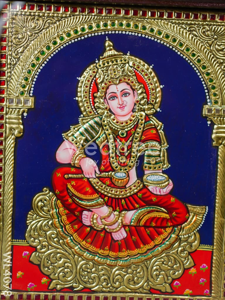 Tanjore Painting - Annapoorani 12 x 10 inch - Flat [Gold Foil] - WL4078