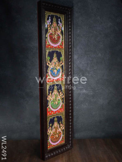 Tanjore Painting Ashtalakshmi - Flat (Gold foil) - 8 x 40 (2 Panel) - WL2491