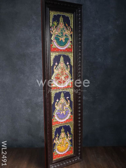 Tanjore Painting Ashtalakshmi - Flat (Gold foil) - 8 x 40 (2 Panel) - WL2491