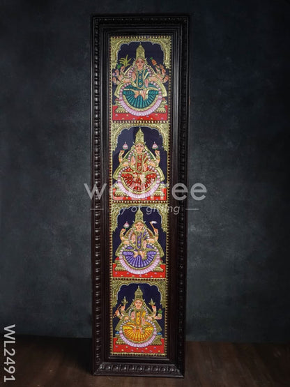 Tanjore Painting Ashtalakshmi - Flat (Gold foil) - 8 x 40 (2 Panel) - WL2491