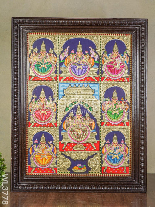 Tanjore Painting - Ashtalakshmi - Semi Embossed - 24x18 inch - WL3778