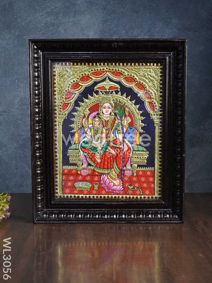 Tanjore Painting Bala & Lalitha Tripura Sundari - Flat (Gold foil) - 15 x 12 inch - WL3056