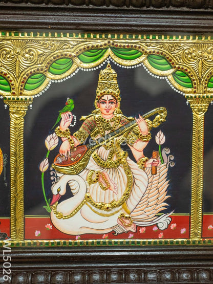 Tanjore Painting - Balaji-Gajalakshmi-Ganesha-Saraswathi-Murugan - Flat (Gold Foil) - 50x12 inch (5 in 1) - WL5026