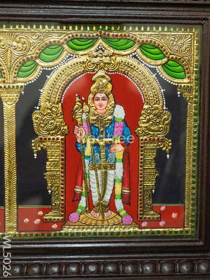 Tanjore Painting - Balaji-Gajalakshmi-Ganesha-Saraswathi-Murugan - Flat (Gold Foil) - 50x12 inch (5 in 1) - WL5026