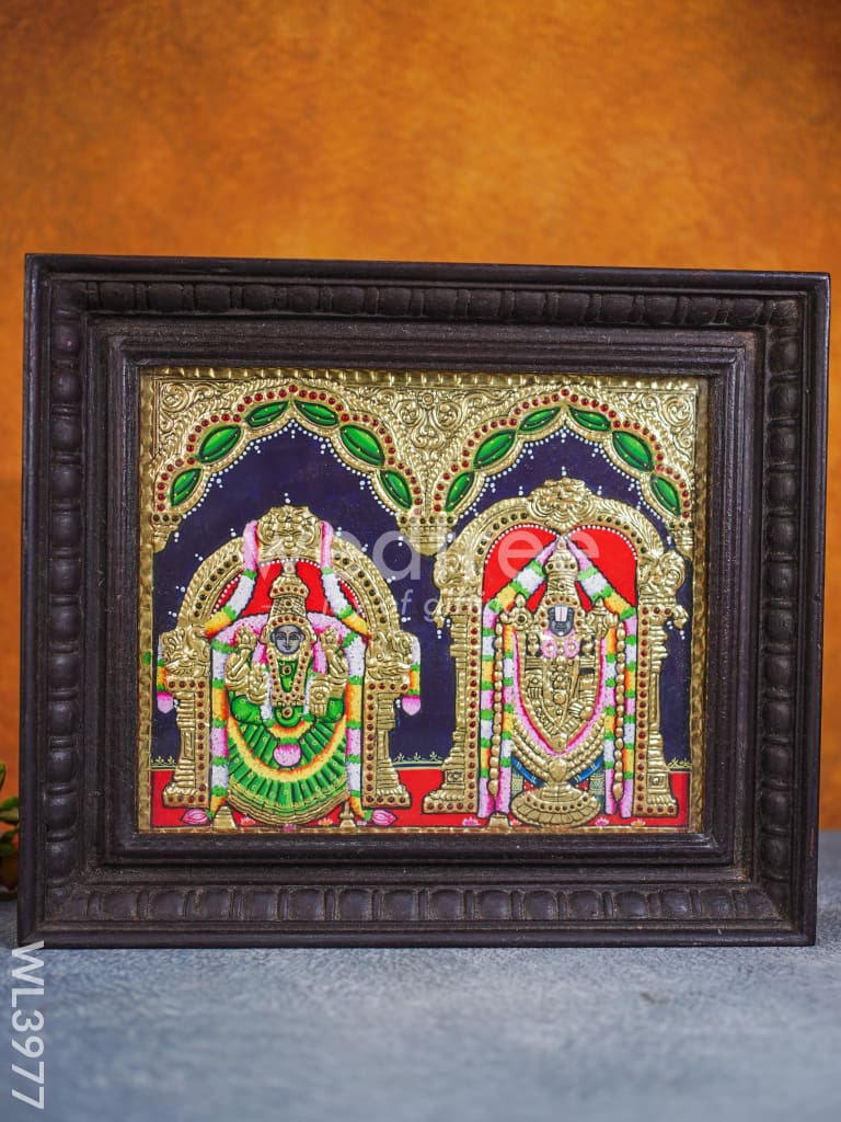 Tanjore Painting - Balaji & Padmavathi 10 x 12 inch - Flat [Gold Foil] - WL3977