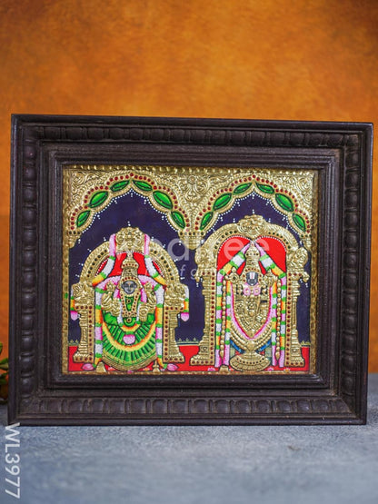 Tanjore Painting - Balaji & Padmavathi 10 x 12 inch - Flat [Gold Foil] - WL3977