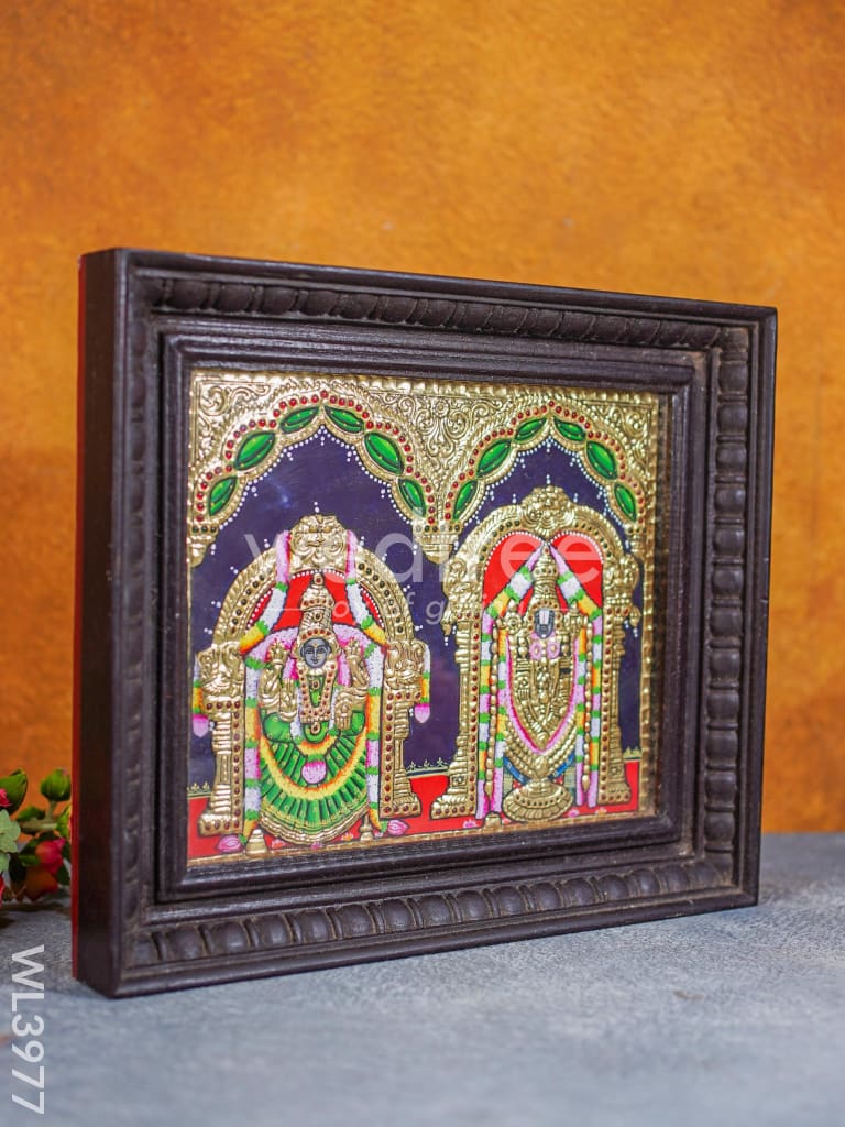 Tanjore Painting - Balaji & Padmavathi 10 x 12 inch - Flat [Gold Foil] - WL3977
