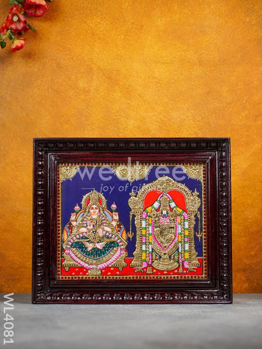 Tanjore Painting - Balaji-Padmavati Thayar - Flat (Gold foil) - 15x12inch - WL4081