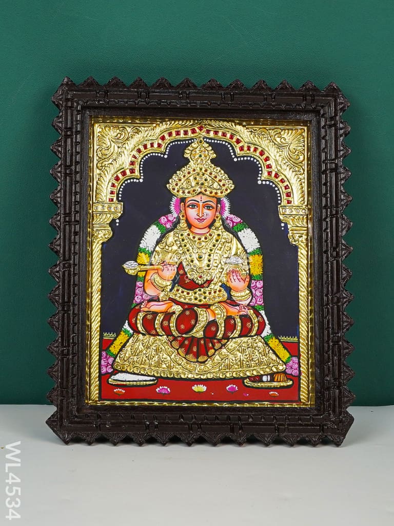 Tanjore Painting (Chettinad Frame) - Annapoorni - Flat (Gold Foil) - 10x8 inch - WL4534
