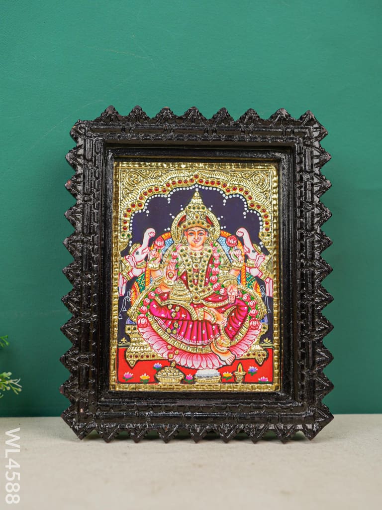 Tanjore Painting (Chettinad Frame) - Gajalakshmi - Flat (Gold Foil) - 8x6 inch - WL4588