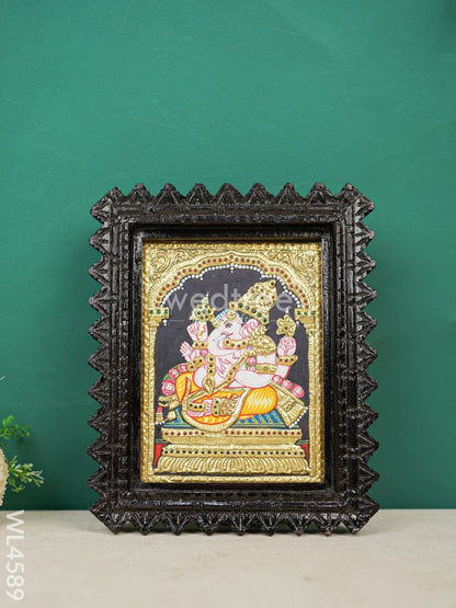 Tanjore Painting Chettinad Frame - Ganesha - Flat (Gold Foil) - 8 x 6 inch - WL4589