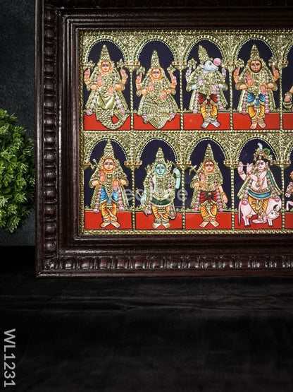 Tanjore Painting - Dasavathar - Flat (Gold Foil) - 15x12 inch - WL1231