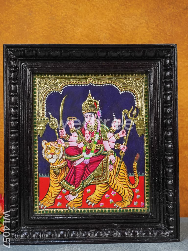 Tanjore Painting - Durga 12 x 10 inch - Flat [Gold Foil] - WL4057