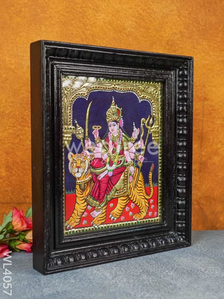 Tanjore Painting - Durga 12 x 10 inch - Flat [Gold Foil] - WL4057