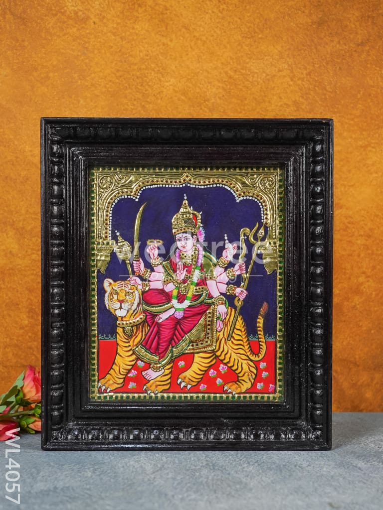Tanjore Painting - Durga 12 x 10 inch - Flat [Gold Foil] - WL4057