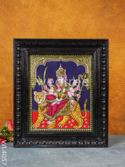 Tanjore Painting - Durga - Flat (Gold Foil) - 12x10 inch - WL4057