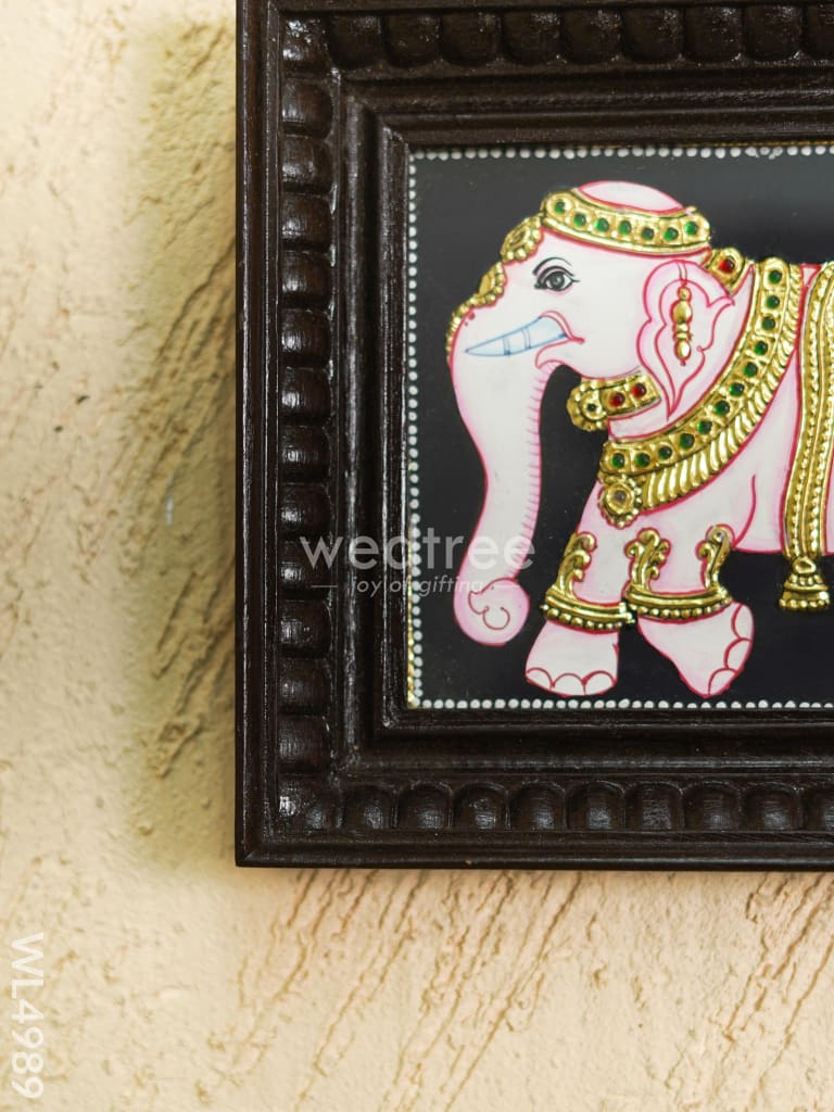 Tanjore Painting - Elephant - Flat (Gold Foil) - 8x6 inch - WL4989