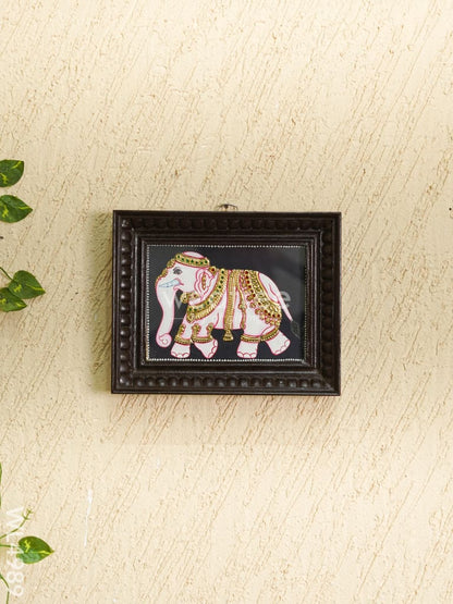 Tanjore Painting - Elephant - Flat (Gold Foil) - 8x6 inch - WL4989