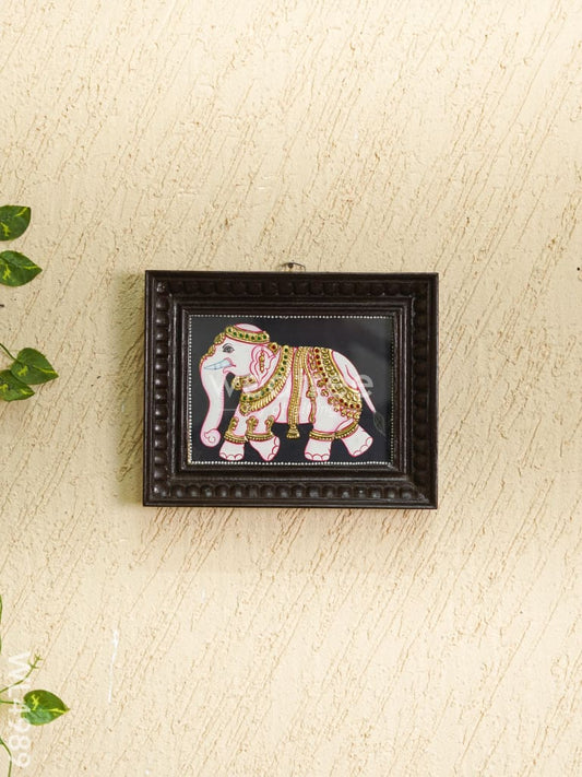 Tanjore Painting - Elephant - Flat (Gold Foil) - 8x6 inch - WL4989