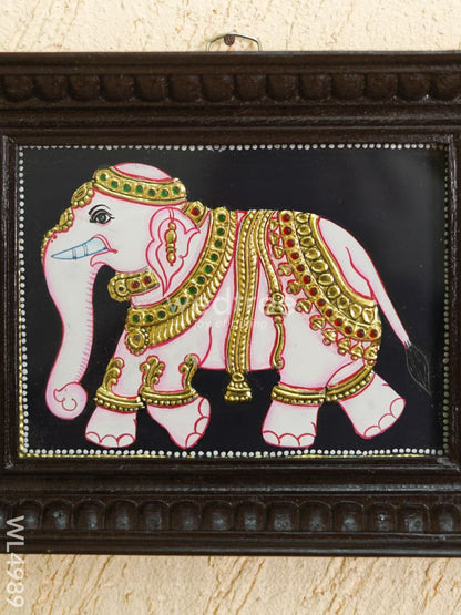 Tanjore Painting - Elephant - Flat (Gold Foil) - 8x6 inch - WL4989