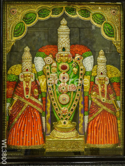 Tanjore Painting (Embossed) Balaji Padmavathi Thayar - 4x3ft - WL3800