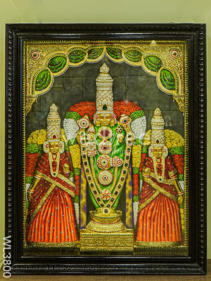 Tanjore Painting (Embossed) Balaji Padmavathi Thayar - 4x3ft - WL3800