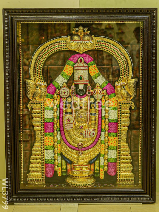 Tanjore Painting - Tirupathi Balaji - Embossed - 4x3 ft - WL3799