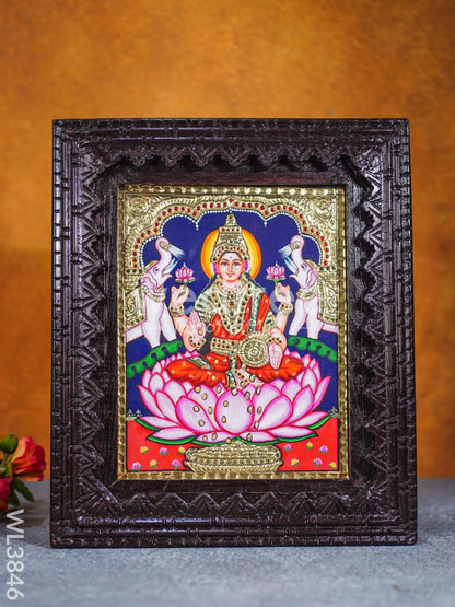 Tanjore Painting - Gaja Lakshmi - Flat (Gold foil) - 10x8 inch - WL3846