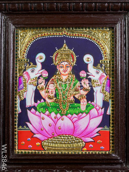 Tanjore Painting - Gaja Lakshmi - Flat (Gold foil) - 10x8 inch - WL3846