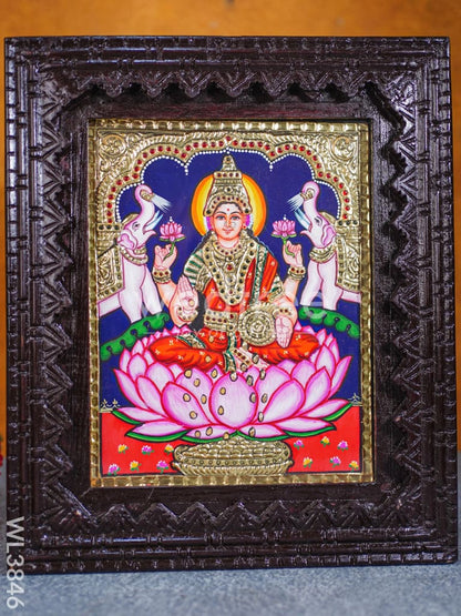 Tanjore Painting - Gaja Lakshmi - Flat (Gold foil) - 10x8 inch - WL3846