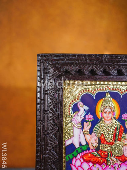 Tanjore Painting - Gaja Lakshmi - Flat (Gold foil) - 10x8 inch - WL3846