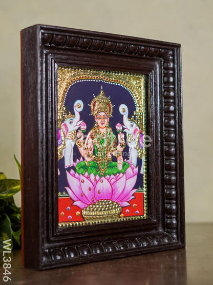Tanjore Painting - Gaja Lakshmi - Flat (Gold foil) - 10x8 inch - WL3846