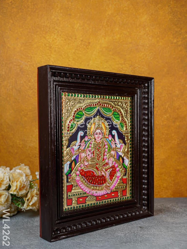 Tanjore Painting - Gajalakshmi 12 x 10 inch - Flat [Gold Foil] - WL4262