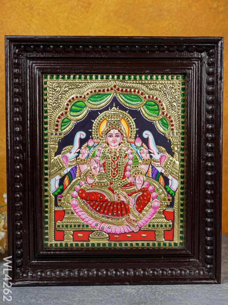 Tanjore Painting - Gajalakshmi 12 x 10 inch - Flat [Gold Foil] - WL4262