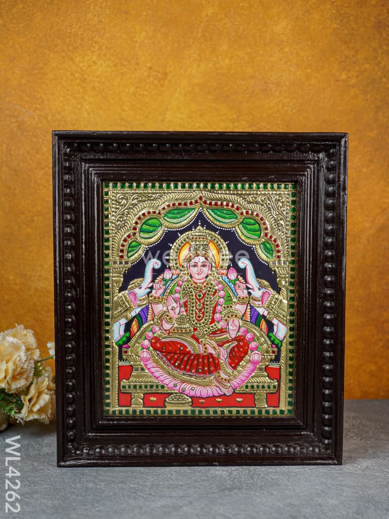 Tanjore Painting - Gajalakshmi 12 x 10 inch - Flat [Gold Foil] - WL4262