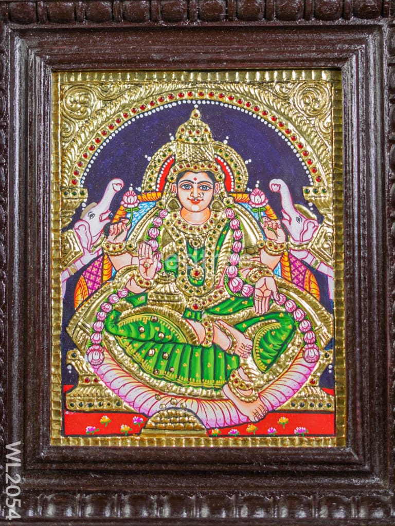 Tanjore Painting - Gajalakshmi - Flat (Gold Foil) - 10x8 inch - WL2054