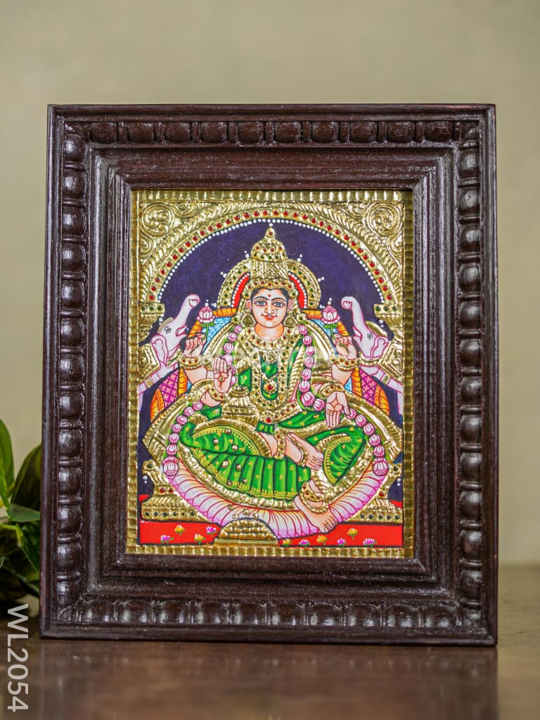 Tanjore Painting - Gajalakshmi - Flat (Gold Foil) - 10x8 inch - WL2054