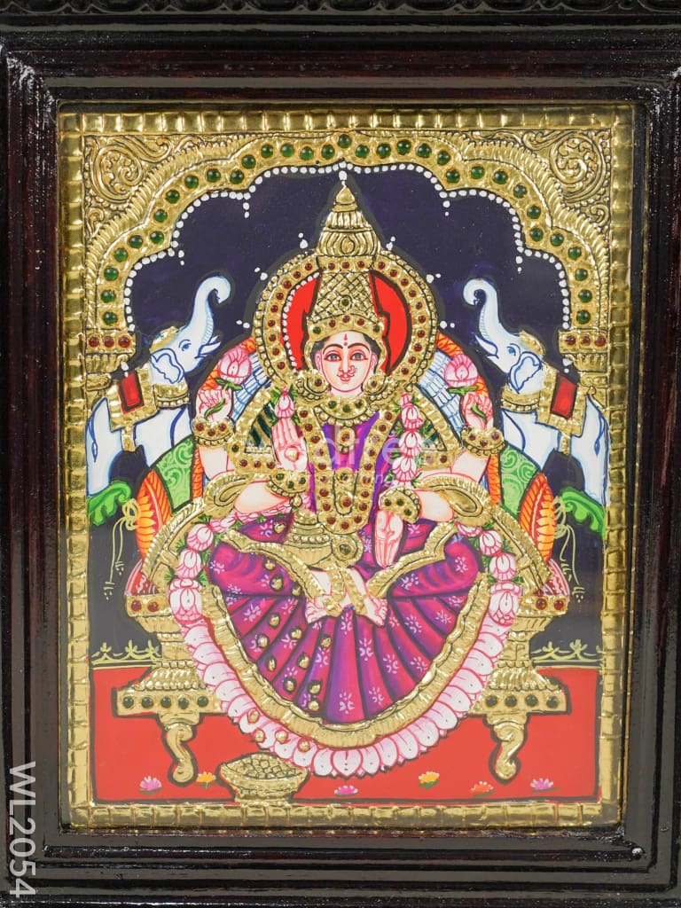 Tanjore Painting - Gajalakshmi - Flat (Gold Foil) - 10x8 inch - WL2054