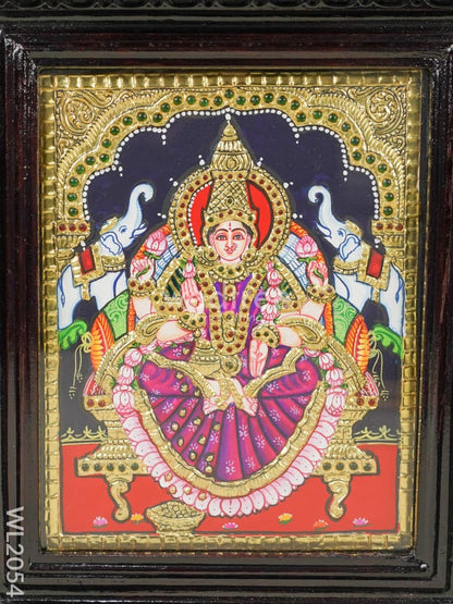Tanjore Painting - Gajalakshmi - Flat (Gold Foil) - 10x8 inch - WL2054