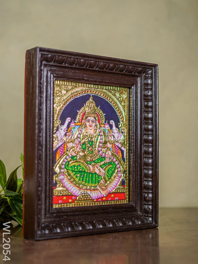 Tanjore Painting - Gajalakshmi - Flat (Gold Foil) - 10x8 inch - WL2054