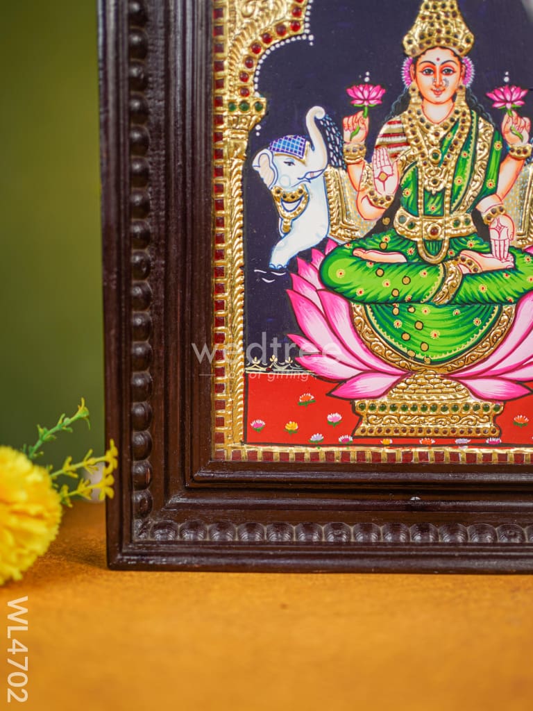 Tanjore Painting - Gajalakshmi - Flat (Gold Foil) - 12x10 inch - WL4702