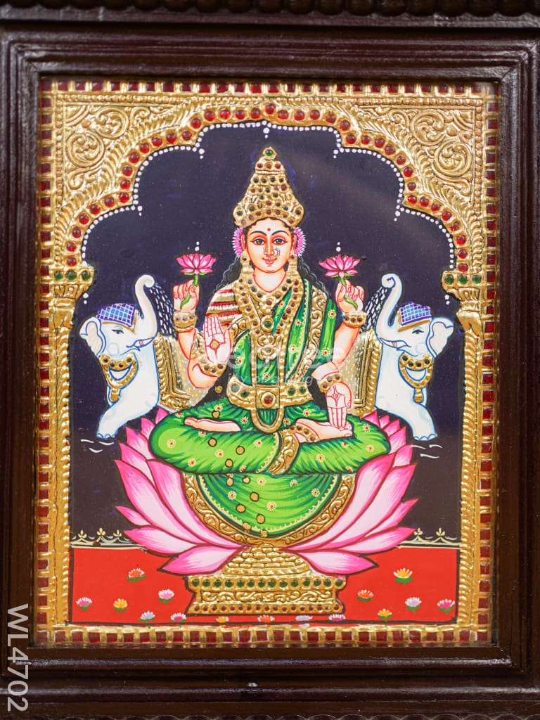 Tanjore Painting - Gajalakshmi - Flat (Gold Foil) - 12x10 inch - WL4702