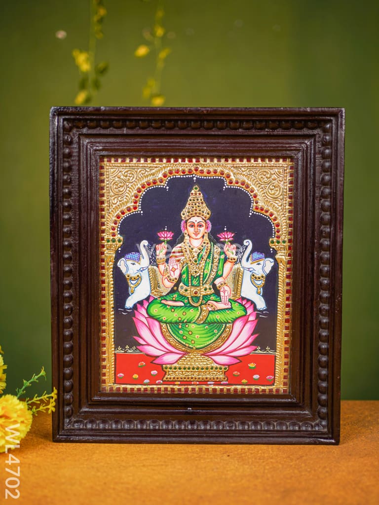 Tanjore Painting - Gajalakshmi - Flat (Gold Foil) - 12x10 inch - WL4702