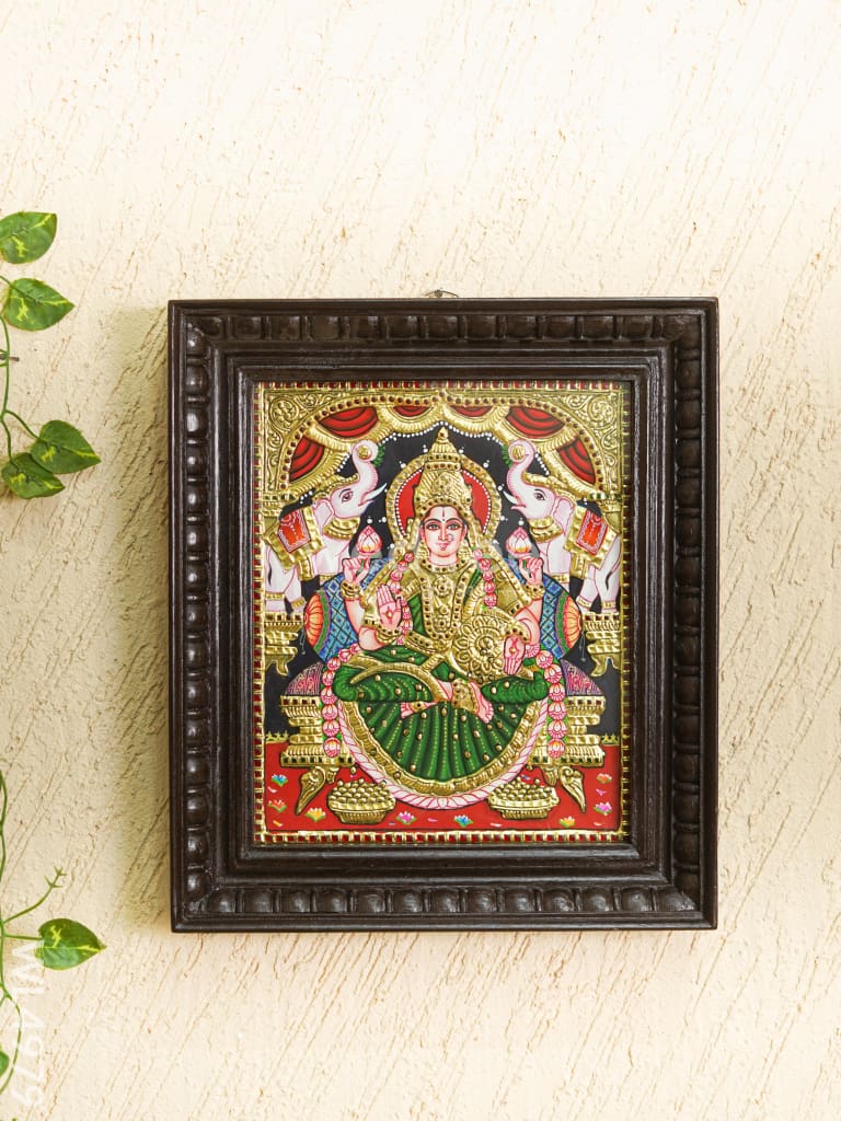 Tanjore Painting - Gajalakshmi - Flat (Gold Foil) - 12x10 inch - WL4979