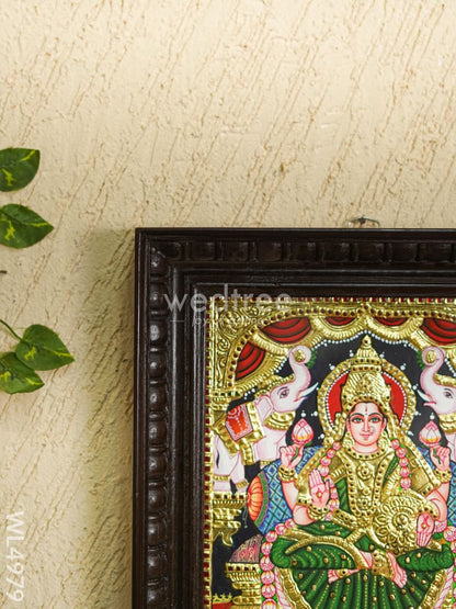 Tanjore Painting - Gajalakshmi - Flat (Gold Foil) - 12x10 inch - WL4979