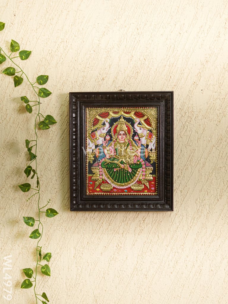 Tanjore Painting - Gajalakshmi - Flat (Gold Foil) - 12x10 inch - WL4979
