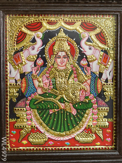 Tanjore Painting - Gajalakshmi - Flat (Gold Foil) - 12x10 inch - WL4979