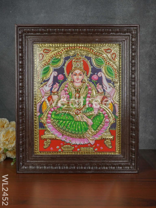 Tanjore Painting - Gajalakshmi - Flat (Gold Foil) - 15x12 inch - WL2452